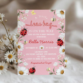 Invitación Little Love Bug Ladybug Daisy Baby Shower