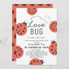 Invitación Little Love Bug Ladybug Drive by Baby Shower