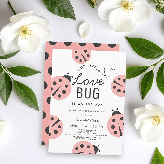Invitación Little Love Bug Light Pink Ladybug Baby Shower (Subido por el creador)