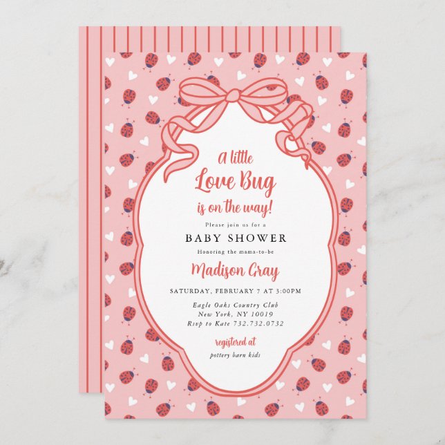 Invitación Little Love Bug on the Way Baby Shower Invitation (Anverso / Reverso)