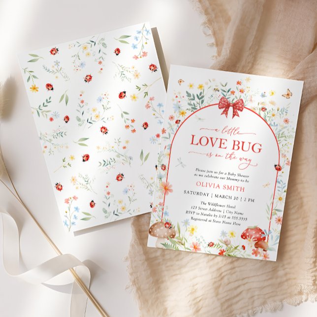 Invitación Little Love Bug Wildflower Baby Shower (Subido por el creador)