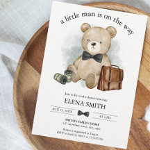 Little Man Way Teddy Bear Tux Bow Tie Baby Shower