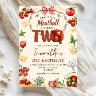 Invitación Little Meatball Cumple Dos Pasta Italiana Cumpleañ