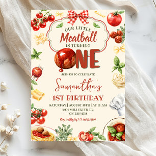 Invitación Little Meatball cumple un año de pasta italiana de