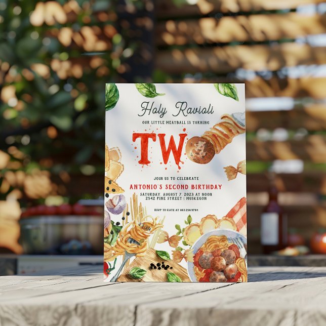 Invitación Little Meatball | Holy Ravioli Second Birthday (Subido por el creador)