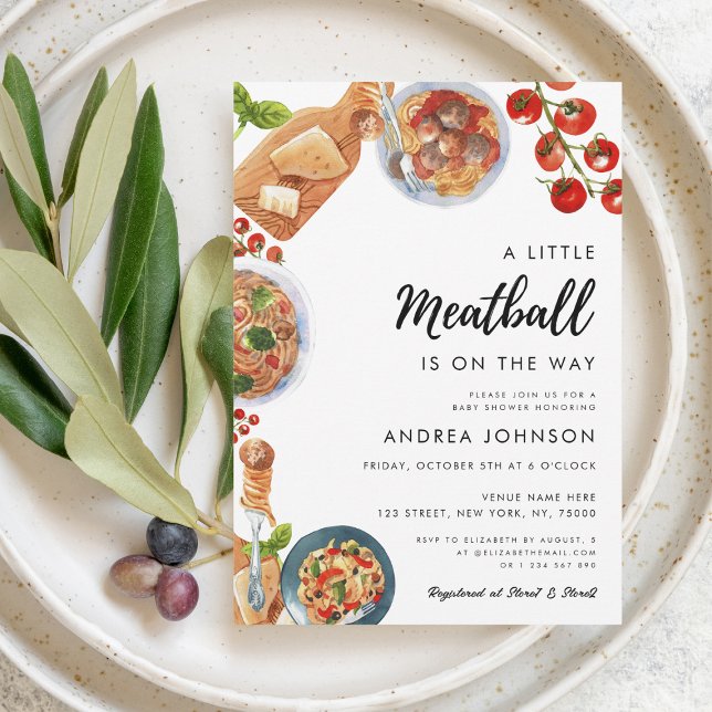 Invitación Little Meatball Italian Food Baby Shower (Subido por el creador)