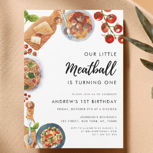 Invitación Little Meatball Italiana Food 1er cumpleaños