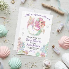 Invitación Little Mermaid Watercolor Baby Shower