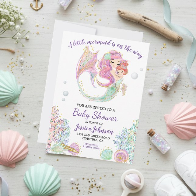 Invitación Little Mermaid Watercolor Baby Shower (Subido por el creador)