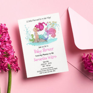 Invitación Little Mermaid Watercolor Baby Shower