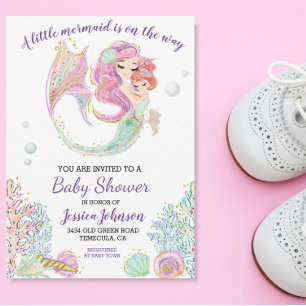 Invitación Little Mermaid Watercolor Baby Shower