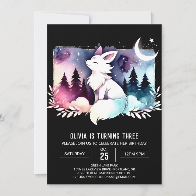Invitación Little Minimalista Wolf Birthday (Anverso)