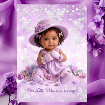 Little Miss Lilac Purple Girl Baby Shower Ethnic