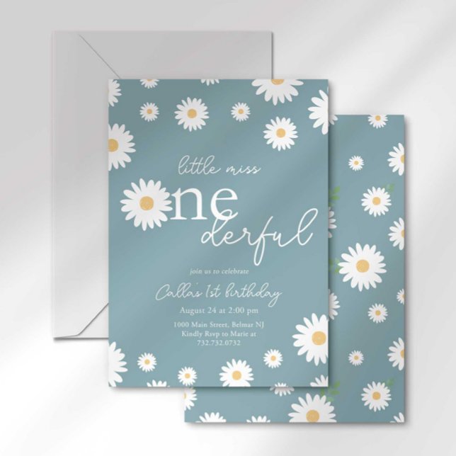 Invitación Little Miss Onederful de Daisy Azul Mat (Subido por el creador)