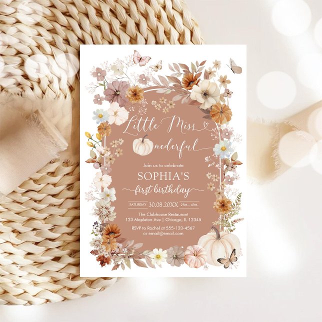 Invitación Little Miss ONEderful Wildflower 1st Birthday (Subido por el creador)