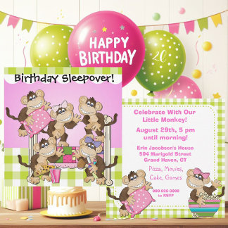 Invitación Little Monkeys Birday Sleepover Invita