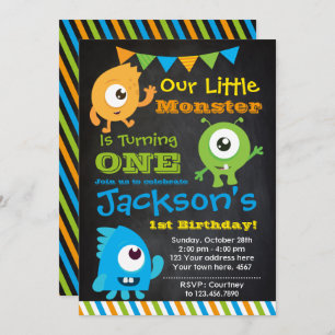 Invitación Little Monster Invitation, Chalkboard
