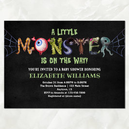 Invitación Little Monster Letters Halloween Baby Shower