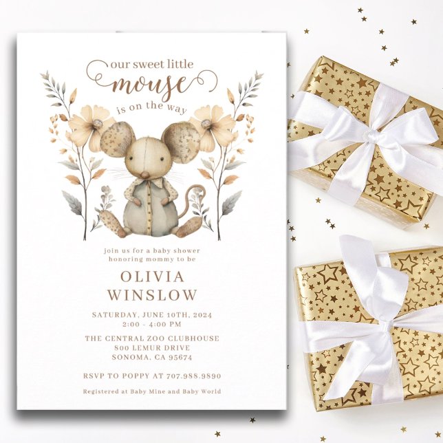 Invitación Little Mouse Watercolor Baby Shower (Subido por el creador)