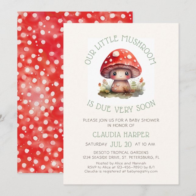 Invitación Little Mushroom Baby Shower (Anverso / Reverso)