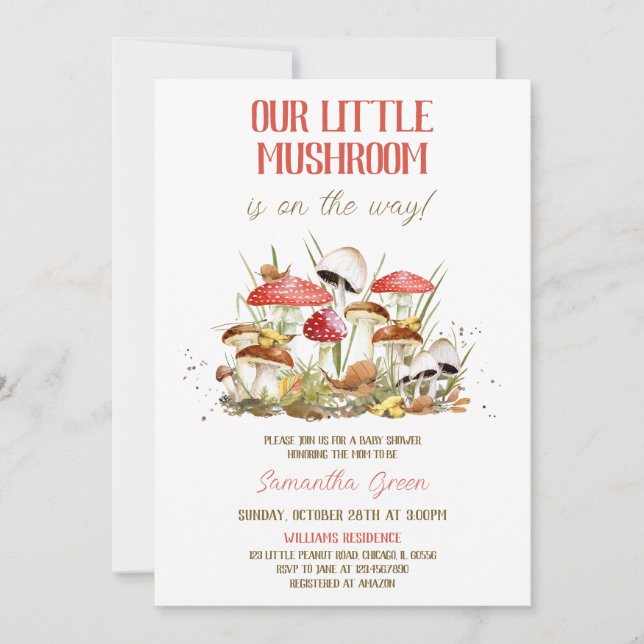 Invitación Little Mushroom Baby Shower (Anverso)