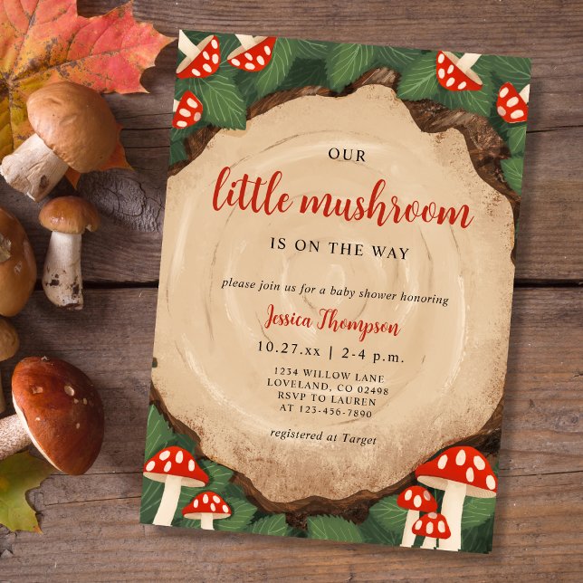 Invitación Little Mushroom Cute Woodland Baby Shower (Subido por el creador)