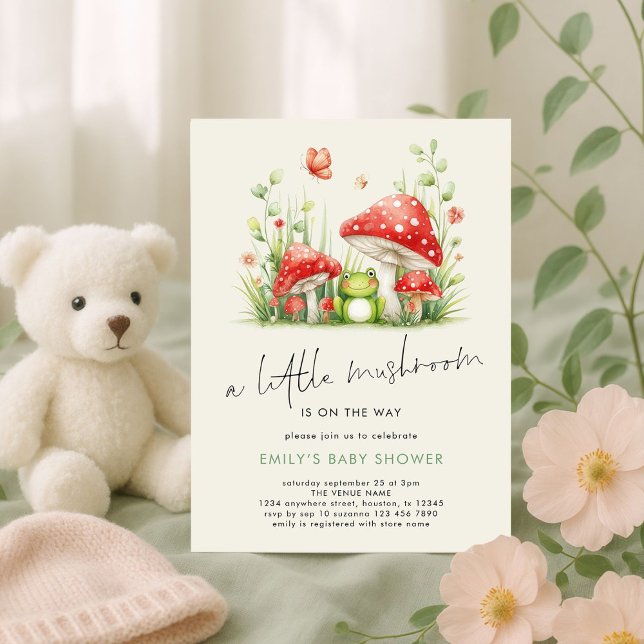 Invitación LIttle Mushroom en Way Frog Baby Shower (Subido por el creador)
