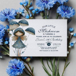 Invitación Little Mushroom Fairy Elegant Kids Birthday Fiesta