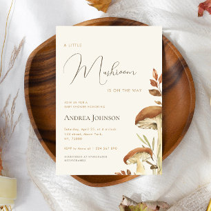 Invitación Little Mushroom Forest Woodland Boy Baby Shower