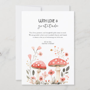 Invitación Little Mushrooms Wildflower Baby Shower Gracias