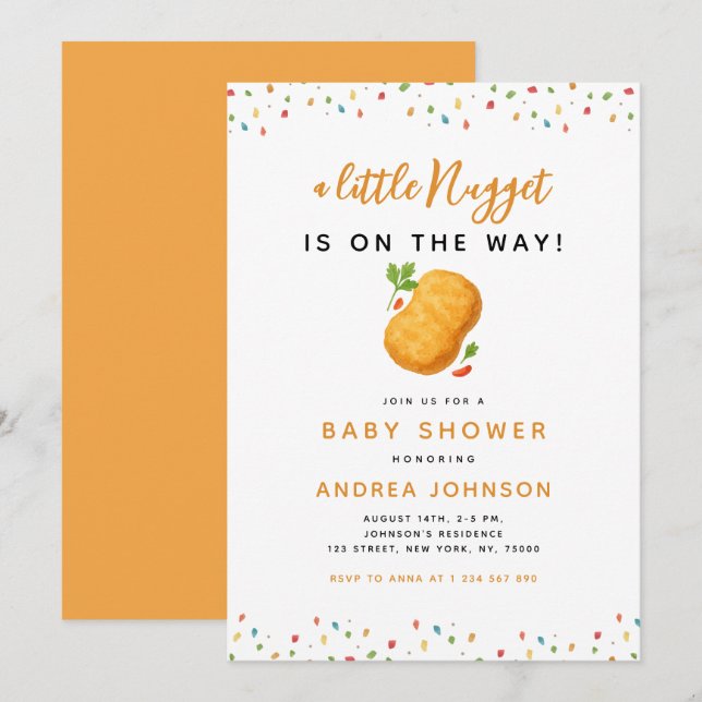 Invitación Little Nugget Foodie Baby Shower (Anverso / Reverso)