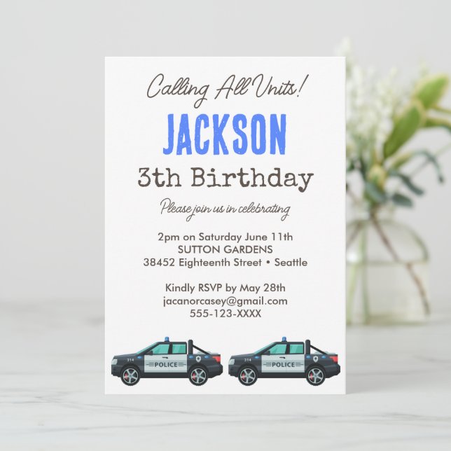 Invitación Little Officer Police Birthday | Personalized  (Anverso de pie)