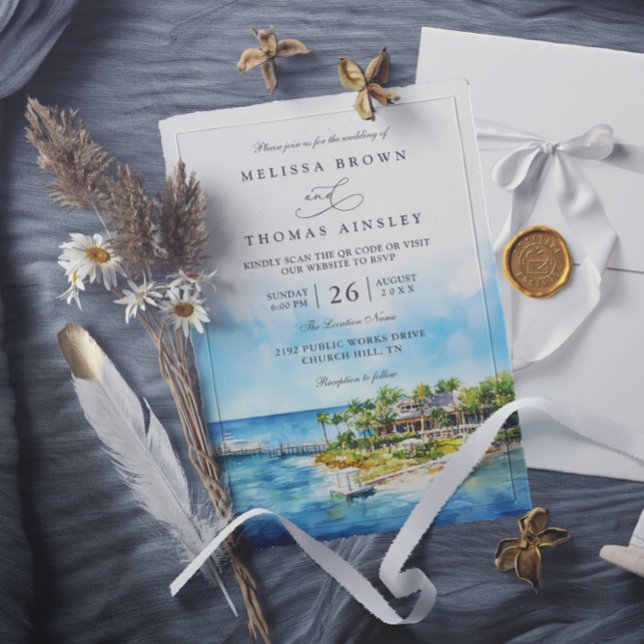 Invitación Little Palm Island Resort Florida QR Code Wedding (Subido por el creador)