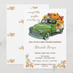Invitación Little Pampkin,Truck Sunflower Autumn Baby Shower
