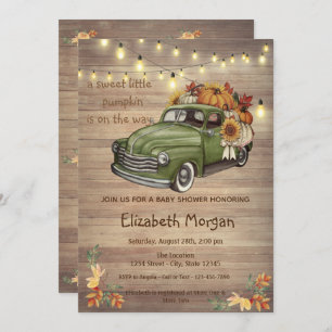 Invitación Little Pampkin,Wood Truck Sunflowers Baby Shower