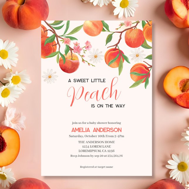 Invitación Little Peach is on the Way Peach Theme Baby Shower (Subido por el creador)