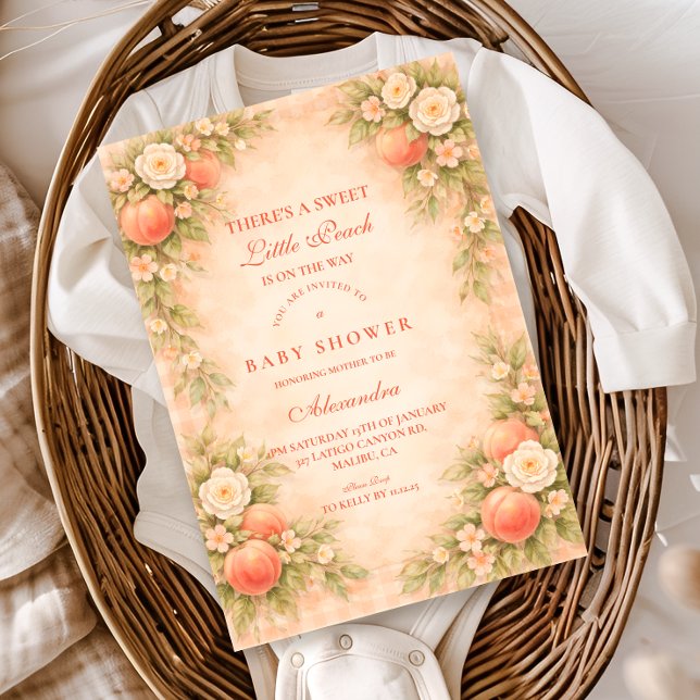 Invitación Little Peach on the Way Baby Shower (Subido por el creador)