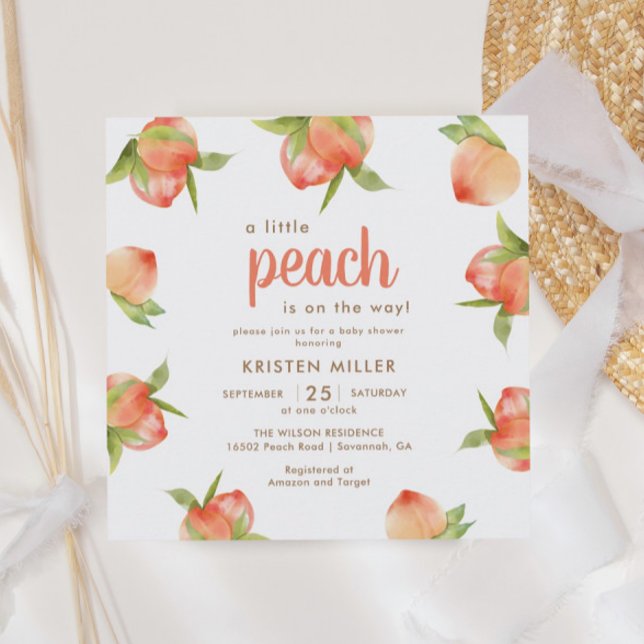 Invitación Little Peach On The Way Peach Baby Shower (Subido por el creador)