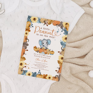 Invitación Little Peanut - Fall Elephant Pumpkin Baby Shower
