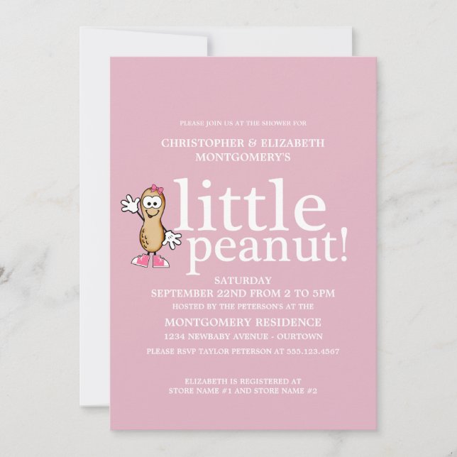 Invitación Little Peanut (Pink) Baby Shower (Anverso)