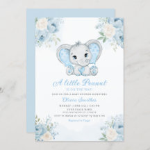 Little Peanut Watercolor Boy Elephant Baby Shower