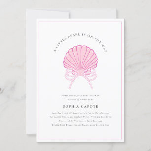 Invitación Little Pearl Baby Girl Pink Baby Shower