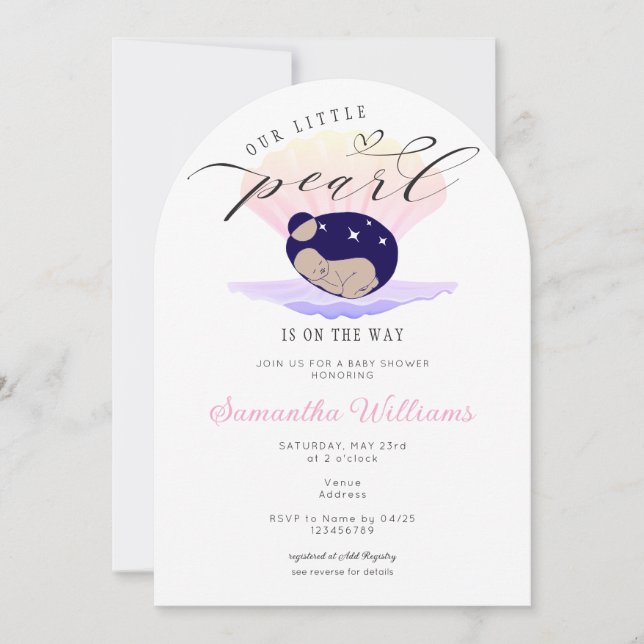 Invitación Little Pearl Beach Ocean Under Sea Baby Shower (Anverso)