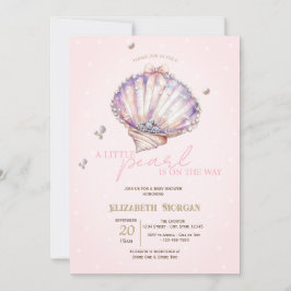 Invitación Little Pearl Seashells Diamonds Dots  Baby Shower