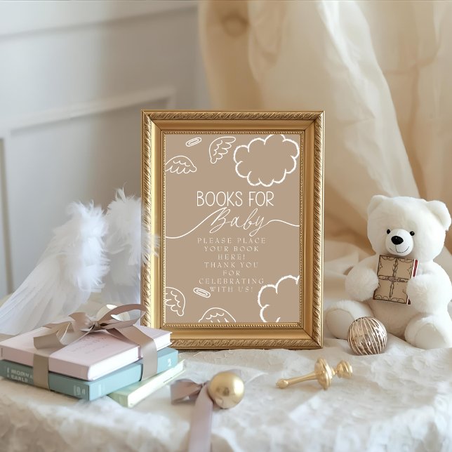 Invitación Little Piece of Heaven beige Books for Baby Sign (Little Piece of Heaven beige Books for Baby Sign)