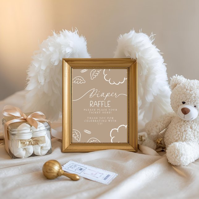 Invitación Little Piece of Heaven Beige Diaper Raffle Table (Little Piece of Heaven Beige Diaper Raffle Table)