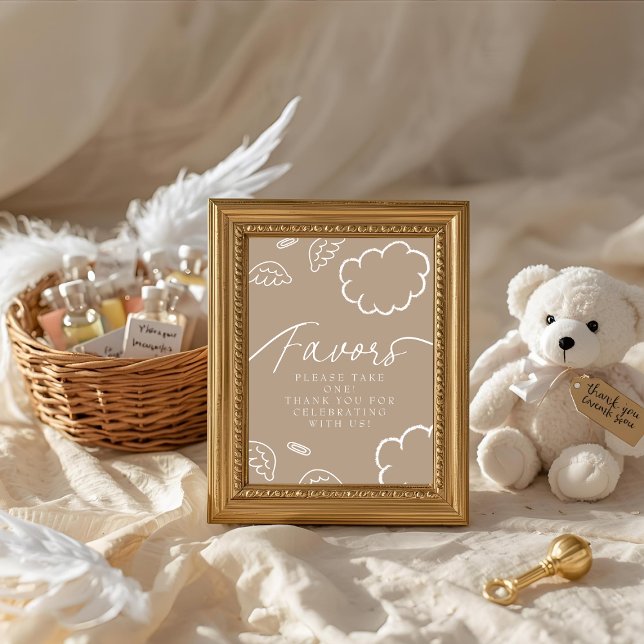 Invitación Little Piece of Heaven beige Favors Table Sign   (Little Piece of Heaven beige Favors Table Sign)