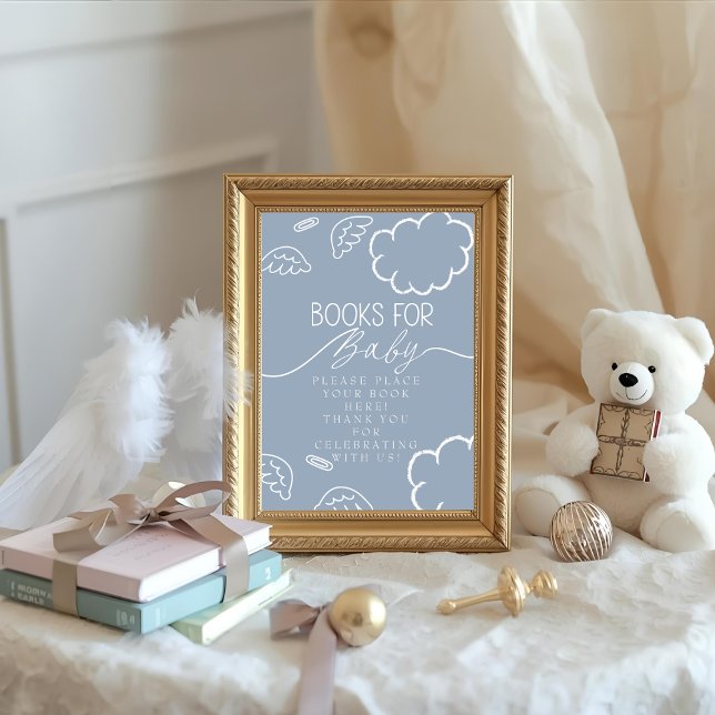 Invitación Little Piece of Heaven blue Books for Baby Sign (Little Piece of Heaven blue Books for Baby Sign)