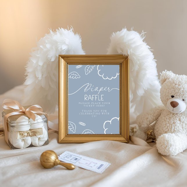 Invitación Little Piece of Heaven Blue Diaper Raffle Table (Little Piece of Heaven Blue Diaper Raffle Table)