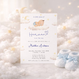 Invitación Little Piece of Heaven Moon Cloud Baby Boy Shower